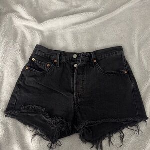 Levi's Black Frayed Denim Shorts
